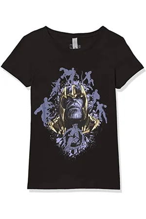 Marvel Little, Big Thanos Action Endgame Girls Short Sleeve Tee Shirt, Black, X-Large
