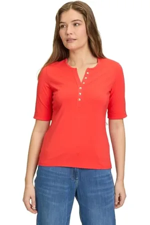 Betty Barclay Damen Basic Shirt mit Knöpfen Poppy Red,40