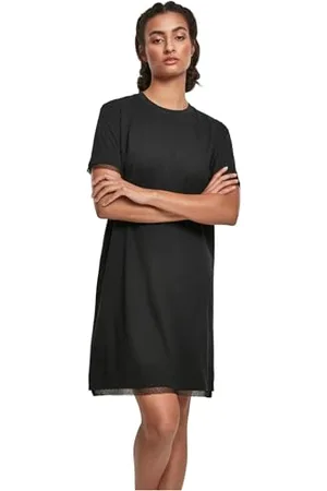 Urban classics Damen TB3411-Ladies Boxy Lace Hem Tee Dress Kleid, Black, XXL