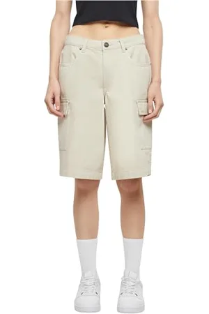 Urban classics Damen Cargo Shorts Ladies Cotton Cargo Bermuda, lässige High Waist Bermuda Shorts für Frauen, Cargotaschen, , 27