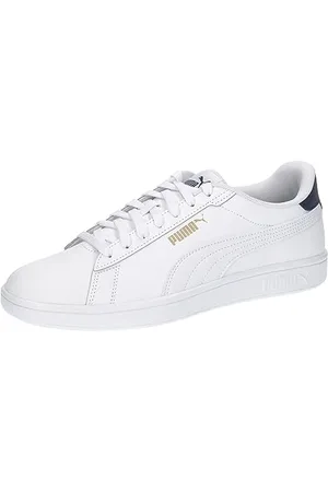 PUMA Smash 3.0 L Unisex Sneaker , White Navy Gold, 44.5 EU