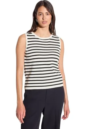 Street one Damen A303242 Gestreiftes Strick-Top, Black, 36