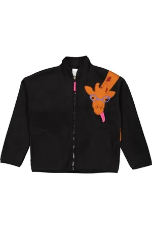 Green Cotton Unisex Fleece Giraffe Jacket, Black, 104