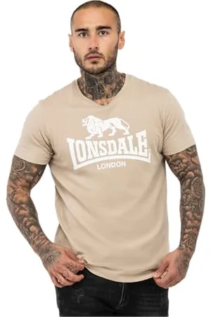 Lonsdale London Herren T-Shirt Normale Passform ST. ERNEY, Sand/White, L