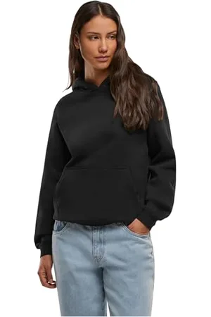 Urban classics Herren TB7433-Ladies Loose Brushed Fleece Hoody Sweatshirt, Black, L