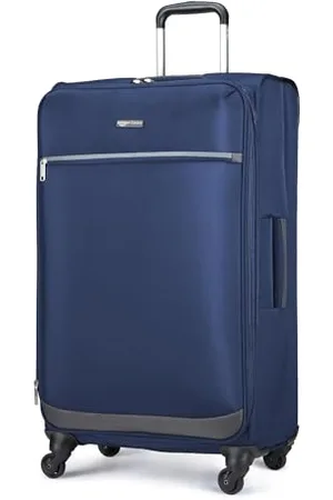 AmazonBasics Großer Softside-Koffer (76 cm), Mit 4 Multidirektionalen 360°-Spinnerrädern, Stauraum, Reißverschlusstasche und Riemen, Teleskopgriff, Marineblau