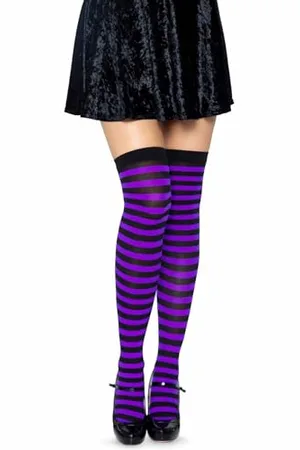Leg Avenue 6005 - Overknee Halterlose Strümpfe Mit Streifen, Einheitsgröße (EUR 36-40), /orange, Damen Karneval Kostüm Fasching