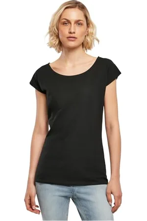 Build Your Brand Damen BB013-Ladies Wide Neck Tee T-Shirt, Black, XXL