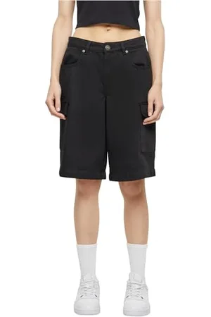 Urban classics Damen Cargo Shorts Ladies Cotton Cargo Bermuda, lässige High Waist Bermuda Shorts für Frauen, Cargotaschen, black, 29