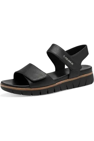 QS by s.Oliver Damen Sandalen flach mit Klettverschluss Vegan, (Black), 39 EU