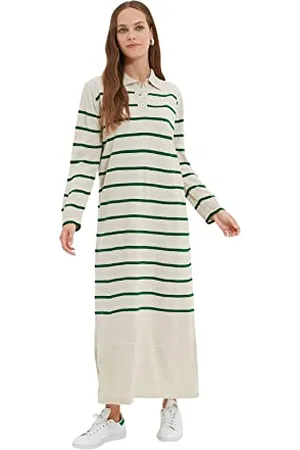 Trendyol Damen Woman Design Maxi Standard Polo Neck Knitwear Dress Kleid, , S/M