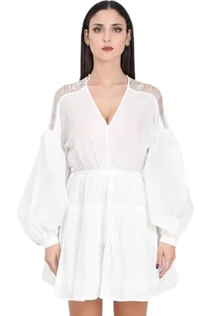 Pinko Damen Baaria Musselin Kleid mit Fransen Cocktailkleid, , 42
