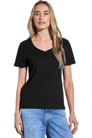 Street one Damen A323145 T-Shirt mit Dekortape, Black, 46