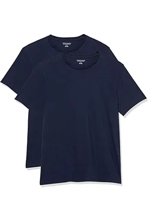 Amazon Herren T-Shirt mit kurzen Ärmeln und Rundhalsausschnitt in schmaler Passform, 2er-Pack, , L