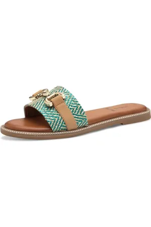 QS by s.Oliver Damen Pantoletten Elegant Sommer, Metallisch (Green), 38 EU