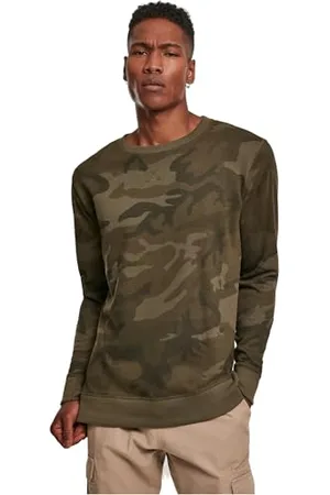 Build Your Brand Mens BY110-Camo Crewneck Pullover Sweater, , L