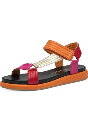 Marco Tozzi Damen Sandalen flach mit Klettverschluss Bequem, Mehrfarbig , 36 EU