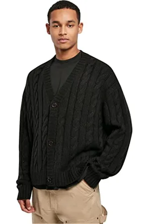 Urban classics Herren Boxy Cardigan Sweatshirts, black, XL