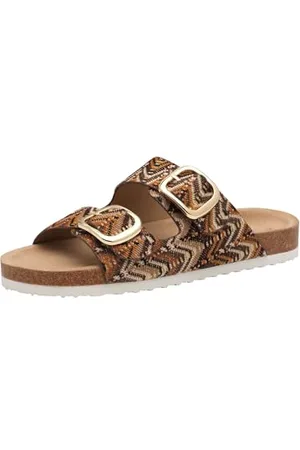 QS by s.Oliver Damen Pantoletten mit Schnallen Bequem, (Brown), 36 EU