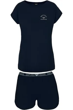 Emporio Armani Damen Stretch Cotton Studs Logo Short Pyjamas Pajama Set, , M