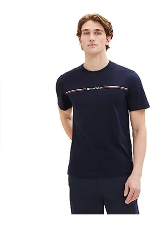 TOM TAILOR Herren T-Shirt mit Streifen-Print & Logo, , XXL