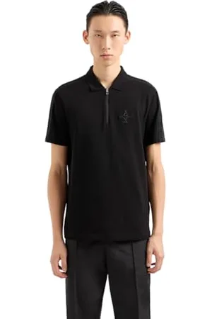 Armani Exchange Herren Ax Stacked Logo Cotton Piquet Zip Up Polo Shirt, , M EU