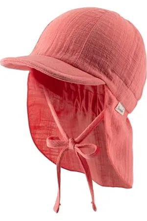 Sterntaler Schirmmütze Nacken Uni - Mädchen Mütze aus luftigem Baumwoll Musselin - Sommermütze mit Nackenschutz - Sonnenhut zum Binden - Baby und Kinder Kopfbedeckung- , Größe 45