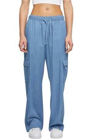 Urban classics Damen TB6836-Ladies Light Denim Cargo Pants Hose, , S