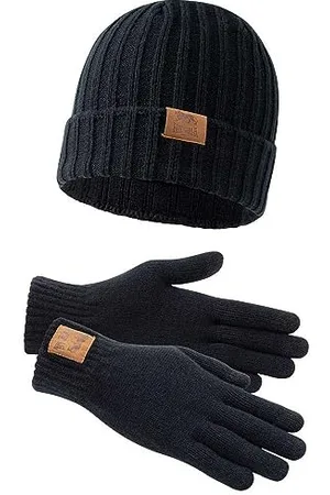 Lonsdale London DEAZLEY Unisex Mütze und Handschuh Set, Black, S/M
