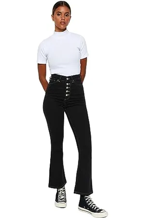 Trendyol Damen Herren Hoher Bund Flared Jeans, , 36 EU