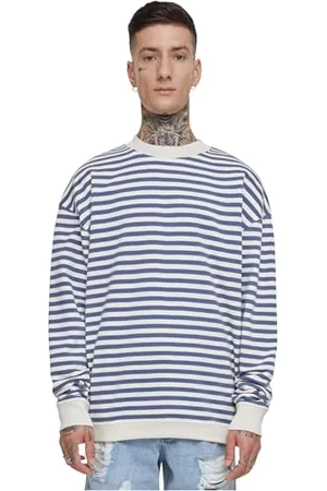 Urban classics Herren Sweatshirt Striped Crewneck, lässiges Sweatshirt für Männer, Gestreift, Rundhals, , XL