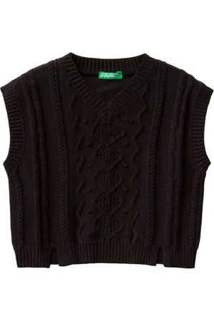 Benetton Mädchen und Mädchen T-Shirt V-Ausschnitt S/M 1wuac400i Herren Weste, , 150 cm