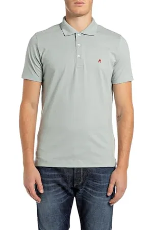 Replay Herren Poloshirt Kurzarm mit Knopfleiste, Grau (Dust Grey 092), M