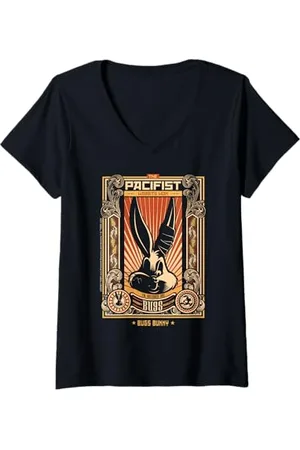 LOONEY TUNES Damen Die pazifistischen Wabbits haben die Bugs Bunny Rabbit Revolution gewonnen T-Shirt mit V-Ausschnitt