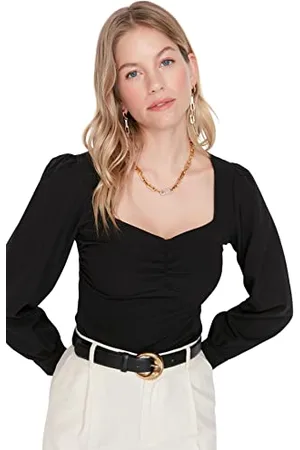 Trendyol Damen Herzmotiv, Eng Anliegend, Gewebt Bluse, , 38