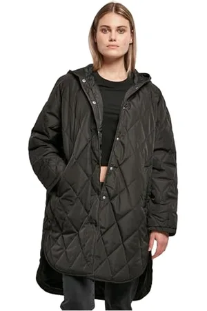Urban classics Damen Ladies Oversized Diamond Quilted Hooded Coat Mantel, , XXL EU