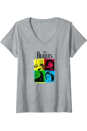 The Beatles Damen Die Beatles - CMYK Beatles T-Shirt mit V-Ausschnitt