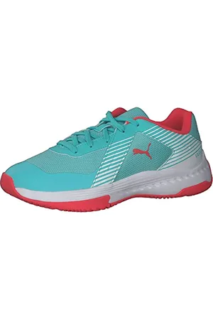 PUMA Varion Jr Hallenturnschuh, Elektro Aqua Sunblaze White, 29