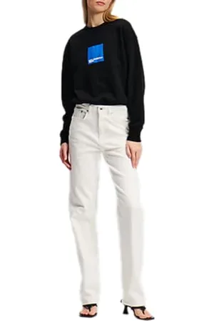 Karl Lagerfeld High Rise Straight Denim, Women, White, Jeans
