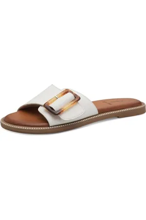 QS by s.Oliver Damen Pantoletten mit Schnalle Vegan, (White), 38 EU