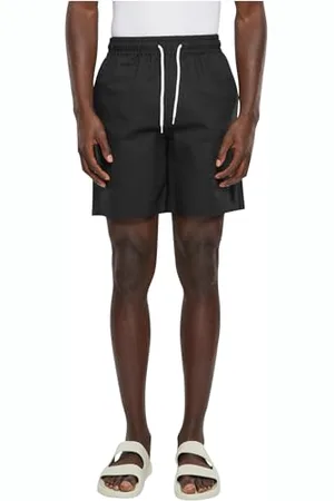 Urban classics Herren Shorts Basic Seersucker Shorts, Joggshorts für Männer, mit Kordel, aus Baumwolle, black, XXL