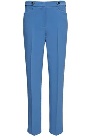 Comma, Elegante Hose mit Riegel und Knopf blau 36