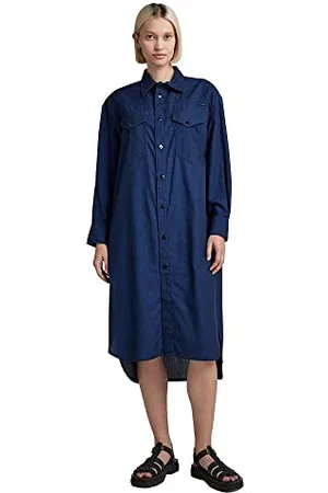 G-Star RAW Damen Long Western Shirt Kleid Evergreen, , L