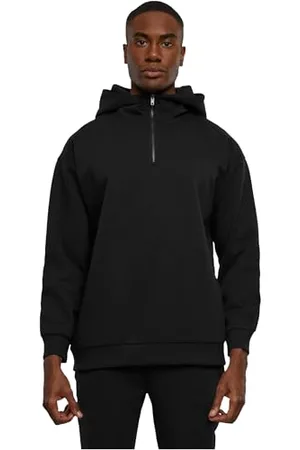 Urban classics Herren TB6375-Zipped High Neck Hoody Kapuzenpullover, Black, L