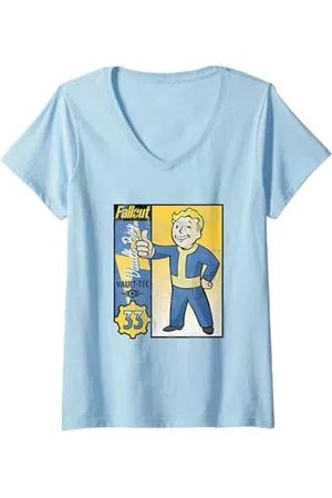 Fallout Damen TV Series Vault-Tec Sammelkarte T-Shirt mit V-Ausschnitt