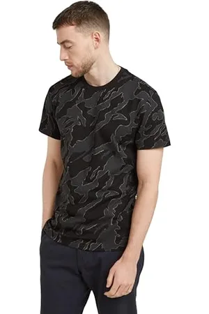 G-Star RAW Herren T-Shirt - Camouflage, Island Camo, Rundhals, Bio-Baumwolle Schwarz/Grau L