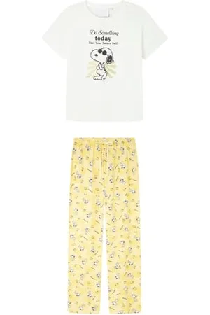 Women secret Damen Long Pyjama Multilicense Happy Snoopy Pyjamas, , 36