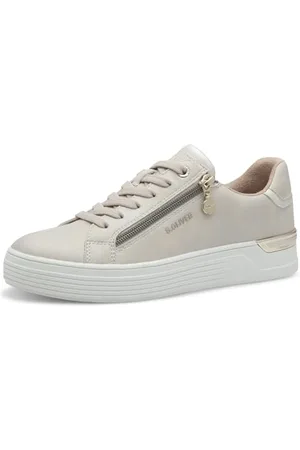 QS by s.Oliver Damen Plateau Sneaker mit Reißverschluss Bequem, Gold , 41 EU