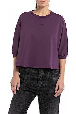 Replay Damen 3/4-Arm-Shirt aus Baumwolle, (Violett), XS