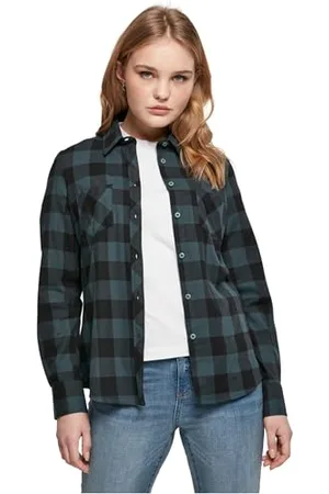 Urban classics Damen Ladies Turnup Checked Flanell Shirt Hemd, , L